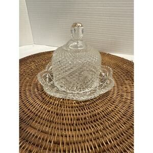 Vintage AVON Butter, Cheese, Patte Dish, Clear Crystal, Heavy MINT Condition,